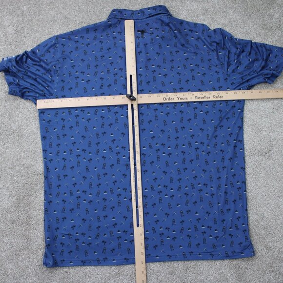 Anderson Ord AOP Polo Shirt Men Large Blue Beach All Over Print Poly Stretch S/S - Picture 11 of 16
